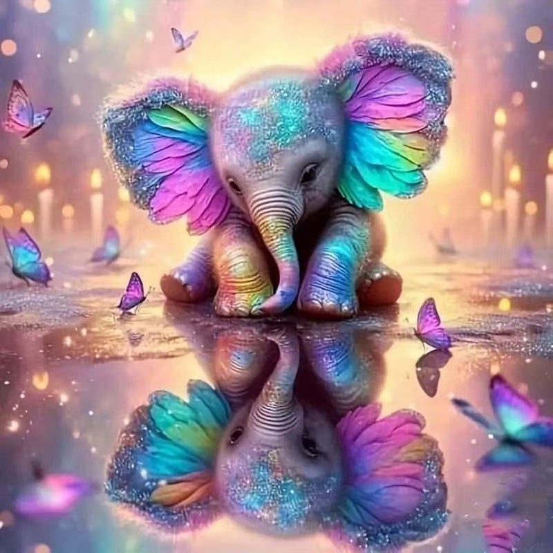 TaeYsck Elephant Stamped Cross Stitch Kits for Adults Beginner, Easy Counted Cross Stitch Kits Printed Butterfly Stitching Patterns Dimensions,Cute Needlepoint Art Crafts Embroidery Kits for Home Decor - Image 1